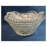 Pressed and Cut Glass Bowls with Intricate Geometr