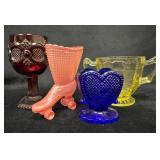 Four Colorful Vintage Glass Pieces