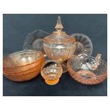 Pink Depression Glass Lot with Various Patterns