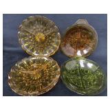 Four Vintage Glass Relish Plates by Anchor Hocking