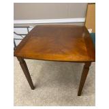 Square Wooden Table with Parquet Top and Tapered L