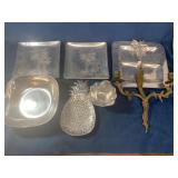 Aluminum Serving Pieces and Brass Candle Holder