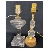 Small Table Lamp Bases: Glass Oil Lamp and Crystal