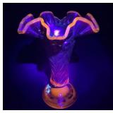 Fenton Amberina Daffodils Vase with Ruffled Edge