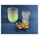 Glassware and Decorative Butterfly Ornament