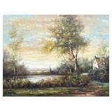 Landscape Oil Painting by H. Martin in Ornate Fram