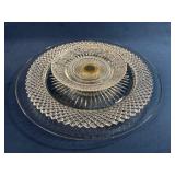 Pressed Glass Plates with Floral and Geometric Des