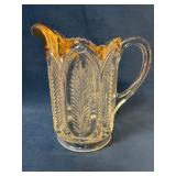 Clear Glass Pitcher with Gold Leaf Trim on Rim
