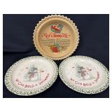 Pie Plate and Two Snowman Plates with Holiday Moti