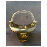Amber Glass Basket with Decorative Handle