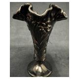 Fenton Black Glass Vase with Daffodil Motif