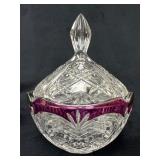 Fostoria Crystal Candy Dish with Purple Accents, S