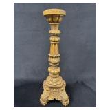 Large Gilt Plaster Pillar Candle Holder 21 Inches