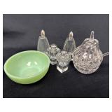 Fire King Jadeite Bowl, Salt & Pepper Shakers, and