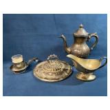 Silver-Plated Tea and Coffee Service Set with Tray
