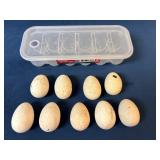 9 Alabaster Eggs with Plastic Storage Container