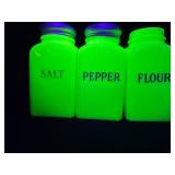 Jeanette Glass Jadeite Salt, Pepper, and Flour Sha