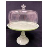 Vintage Jadeite Covered Cake Stand, 10-Inch Diamet