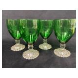 Anchor Hocking Bubble Footed Deep Green Goblets (S