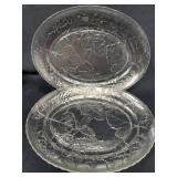 Two Anchor Hocking Embossed Glass Platters with Bo
