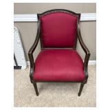 Wood-Framed Accent Chair with Red Upholstery, 24 x