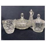 Glassware Set with Starburst Pattern and Lid Accen