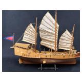 Detailed Wood and Cloth Model of Chinese Boat