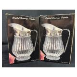 Two Godinger Crystal Pitchers with Silverplate in