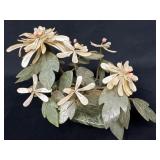 Carved Stone and Shell Flowering Plant Sculpture