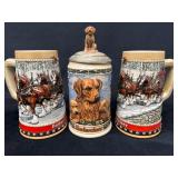 Three Anheuser-Busch Steins, Two 1988 Clydesdale a