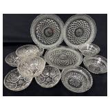 Pressed Glass Plates and Bowls in Two Patterns