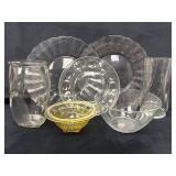 Vintage Glassware Lot with Platters, Bowls, and Va