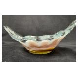 Vintage Art Glass Bowl, 11 Inches Across, Multicol