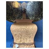 Table Lamp with Embossed Ceramic Base and Fabric S