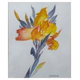 Framed Watercolor Painting of Floral Artwork, 11.5