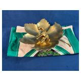 Brass Leaf Dish, Brass Giraffe Figurine, and Embro