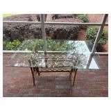 Glass-Top Table with Bamboo Base, Approximately 5