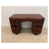 Wooden Desk with Six Drawers, 30 Inches Tall