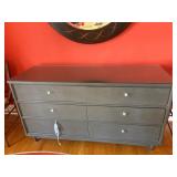 Gray Six-Drawer Dresser with Glass Knobs