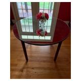 Round Mirror-Top Table with Wooden Frame