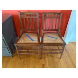 Wood and Cane Chairs with Spindle and Slat Design