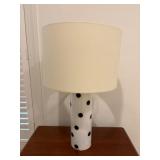 White Table Lamp with Black Polka Dots and Fabric