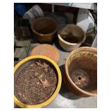 Seven Assorted Planters with Three Terra-Cotta Und
