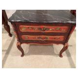 Hand-Painted Wooden Side Table with Double Drawer