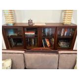 Wooden and Glass Bookshelf With Sliding Doors in V