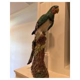 Ceramic Parrot Sculpture with Textured Details on