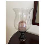 Glass Hurricane Candle Holder With Metal Base