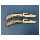 Two Gerber Folding Knives with Black Textured Hand