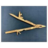 Brass Multitool with Pliers, Knife Blade, and Addi