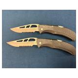 Folding Knives with Serrated and Partially Skeleto